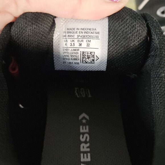 Converse All Star Low Top Sneakers Black Leather - Junior Size 4 - Picture 7 of 9